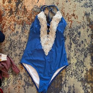 Blue Lace Trim Cupshe bathing suite